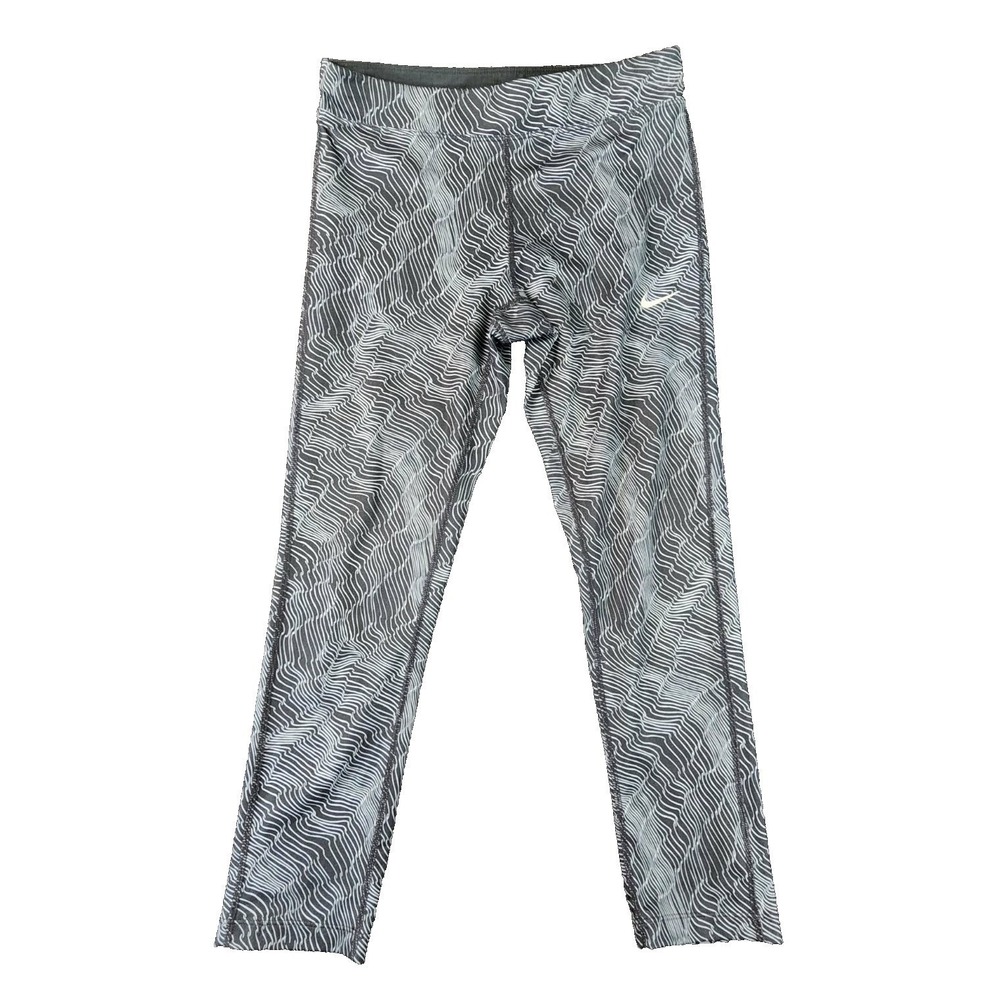 Nike Dri-FIT Epic Lux Crop Leggings Gray Wave Print Womens S 799814-010 Running